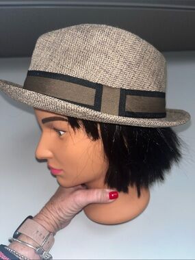 Free Authority Tan Fedora Hat with Ribbon Trim M/L